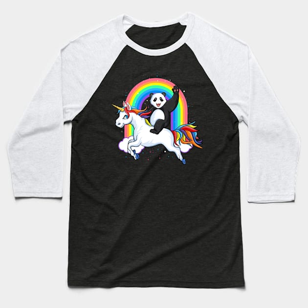 Panda Riding Unicorn Pandicorn Rainbow universe Birthday Baseball T-Shirt by UNXart